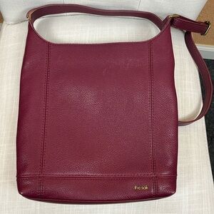 THE SAK CROSSBODY PURSE BAG GENUINE LEATHER RED WINE COLOR